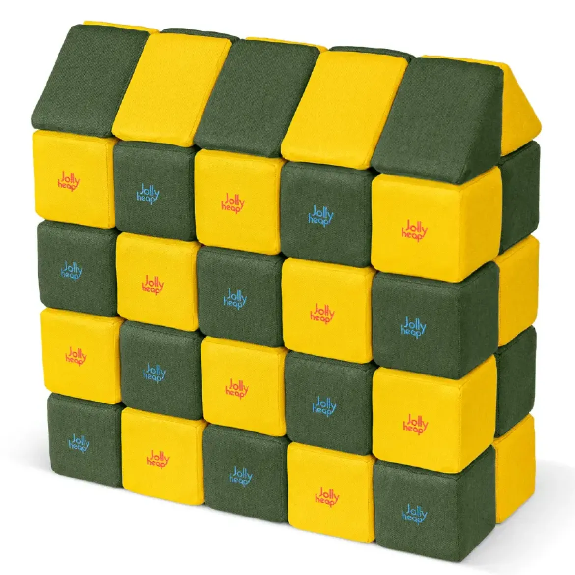 XXL Softbausteine, Jolly Heap Medium, magnetisch, groß, aus Schaumstoff, gelb/grün, 50-teilig