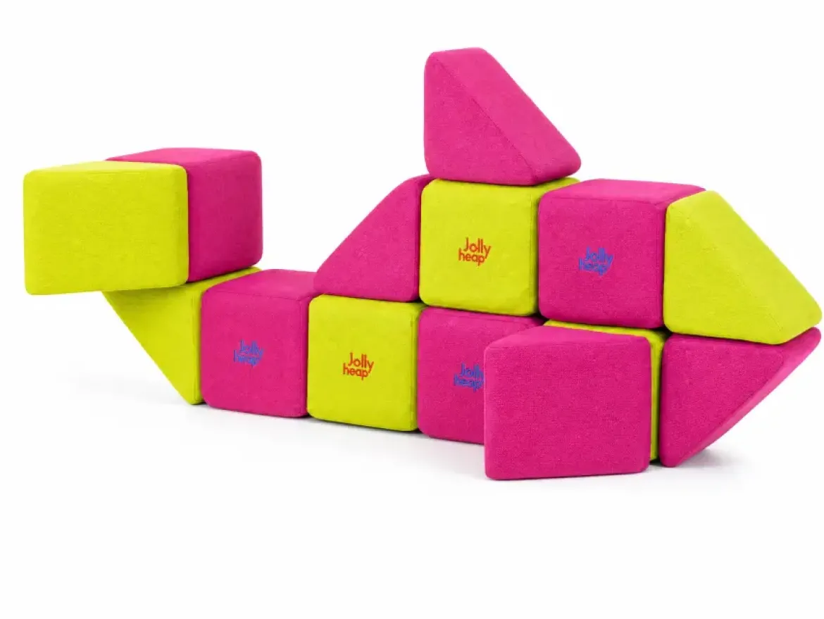 XXL Softbausteine, Jolly Heap Mini, magnetisch, groß, aus Schaumstoff, limette/violett, 24-teilig
