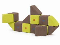 XXL Softbausteine, Jolly Heap Mini, magnetisch, groß, aus Schaumstoff, limette/dunkelbraun, 24-teilig