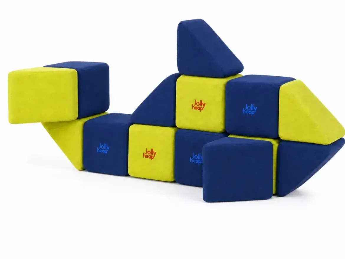 XXL Softbausteine, Jolly Heap Mini, magnetisch, groß, aus Schaumstoff, limette/blau, 24-teilig