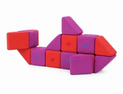 XXL Softbausteine, Jolly Heap Mini, magnetisch, groß, aus Schaumstoff, rot/violett, 24-teilig