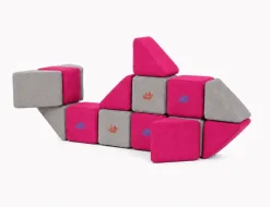 XXL Softbausteine, Jolly Heap Mini, magnetisch, groß, aus Schaumstoff, grau/violett, 24-teilig