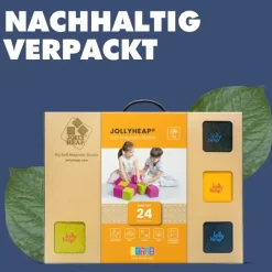 XXL Softbausteine, Jolly Heap Mini, magnetisch, groß, aus Schaumstoff, grau/violett, 24-teilig