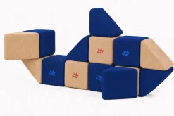 XXL Softbausteine, Jolly Heap Mini, magnetisch, groß, aus Schaumstoff, hellbraun/blau, 24-teilig