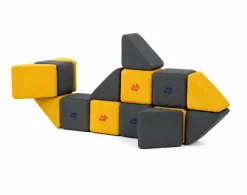 XXL Softbausteine, Jolly Heap Mini, magnetisch, groß, aus Schaumstoff, gelb/dunkelgrau, 24-teilig