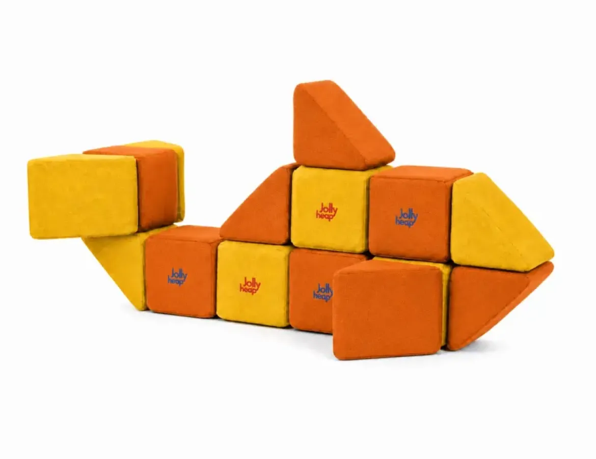 XXL Softbausteine, Jolly Heap Mini, magnetisch, groß, aus Schaumstoff, gelb/orange, 24-teilig