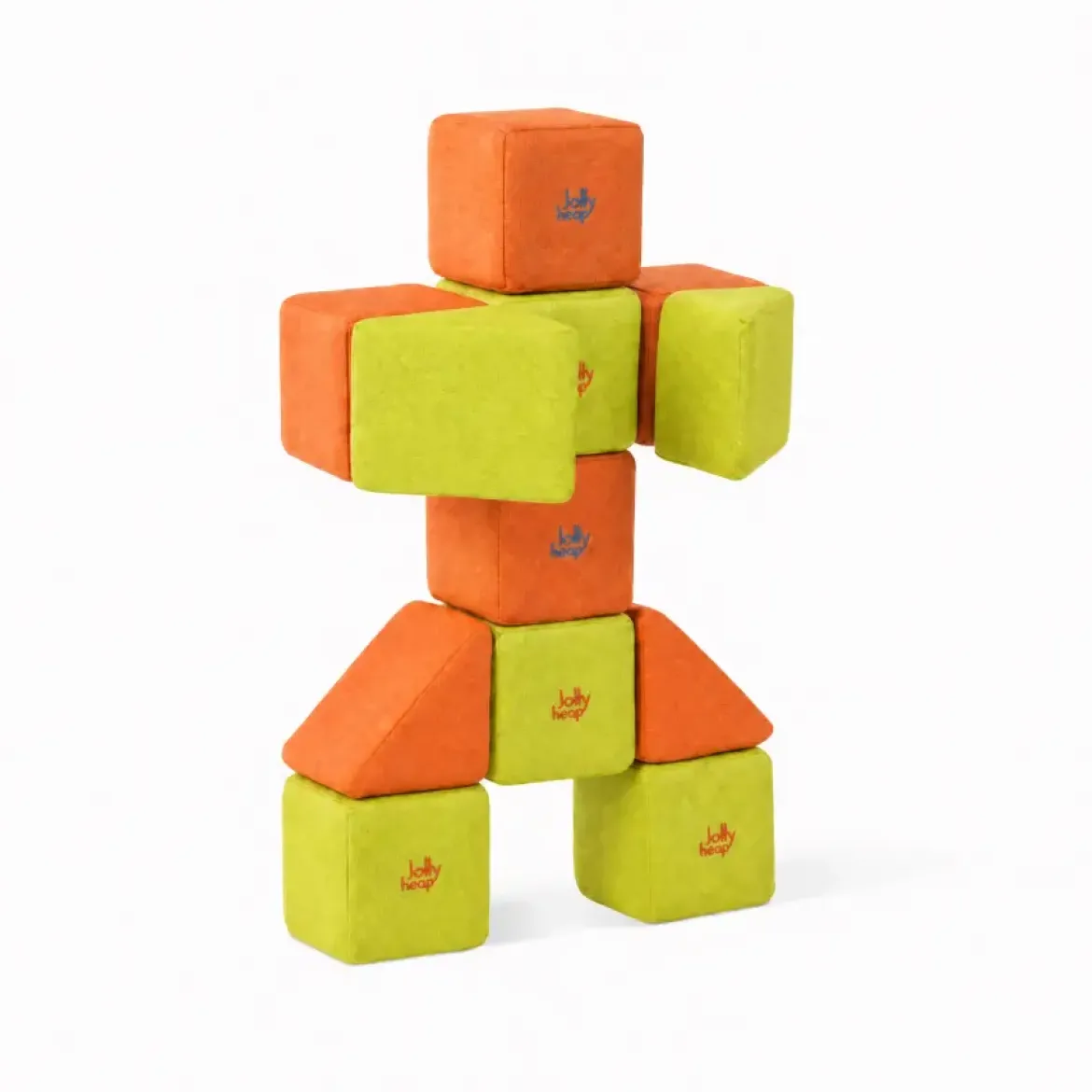 XXL Softbausteine, Jolly Heap Pixi, magnetisch, groß, aus Schaumstoff, limette/orange, 12-teilig