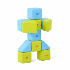XXL Softbausteine, Jolly Heap Pixi, magnetisch, groß, aus Schaumstoff, limette/türkis, 12-teilig