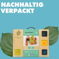 XXL Softbausteine, Jolly Heap Pixi, magnetisch, groß, aus Schaumstoff, limette/dunkelbraun, 12-teilig