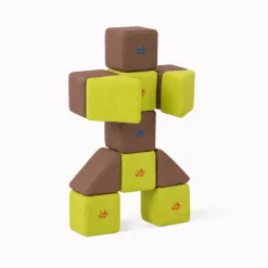 XXL Softbausteine, Jolly Heap Pixi, magnetisch, groß, aus Schaumstoff, limette/dunkelbraun, 12-teilig