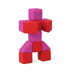 XXL Softbausteine, Jolly Heap Pixi, magnetisch, groß, aus Schaumstoff, rot/violett, 12-teilig