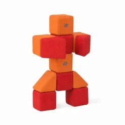 XXL Softbausteine, Jolly Heap Pixi, magnetisch, groß, aus Schaumstoff, rot/orange, 12-teilig