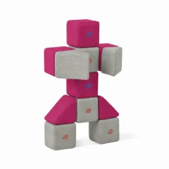XXL Softbausteine, Jolly Heap Pixi, magnetisch, groß, aus Schaumstoff, grau/violett, 12-teilig