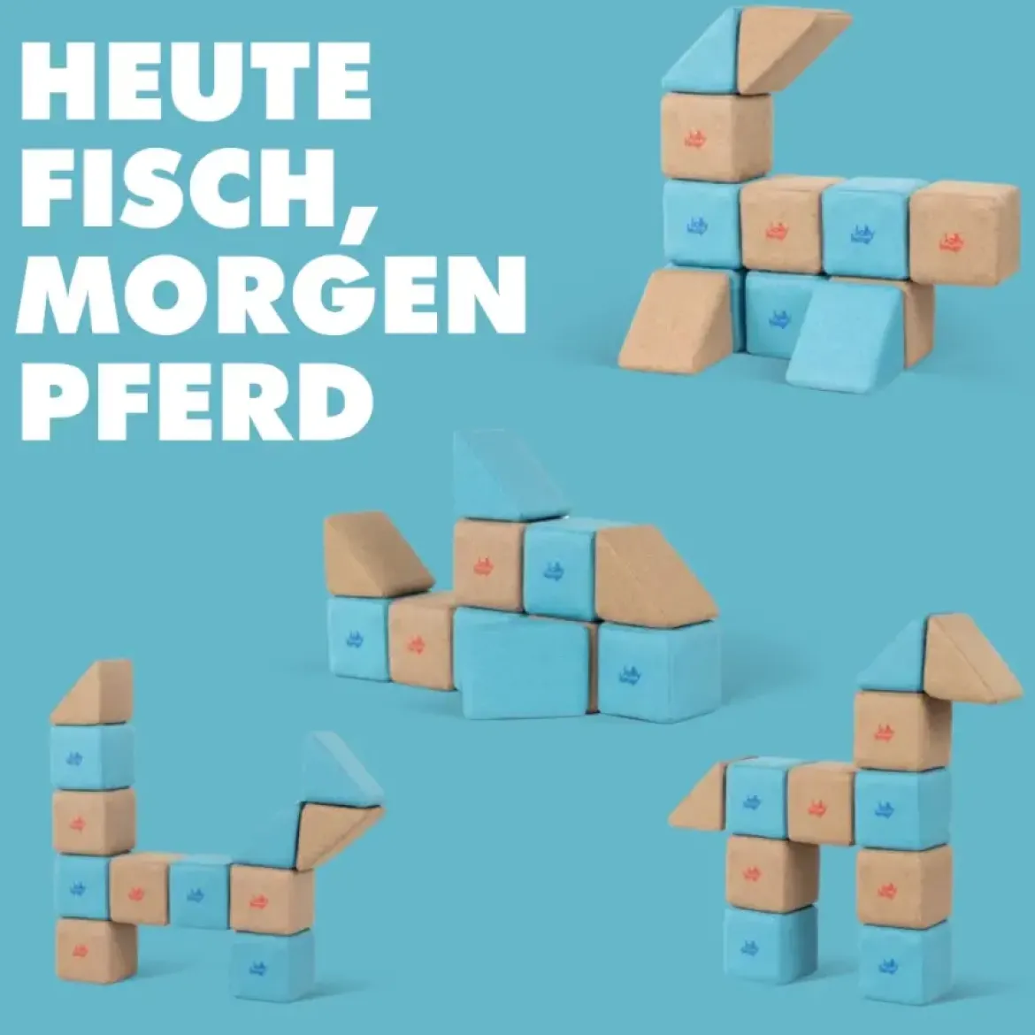 XXL Softbausteine, Jolly Heap Pixi, magnetisch, groß, aus Schaumstoff, grau/türkis, 12-teilig