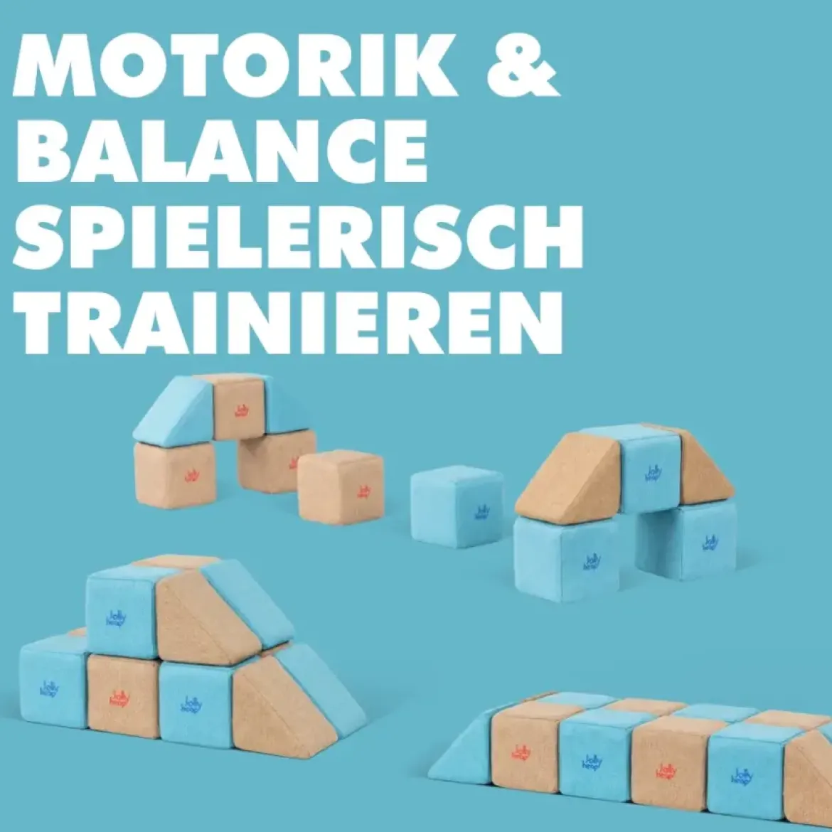 XXL Softbausteine, Jolly Heap Pixi, magnetisch, groß, aus Schaumstoff, grau/türkis, 12-teilig