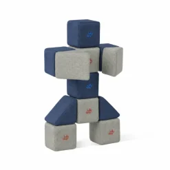 XXL Softbausteine, Jolly Heap Pixi, magnetisch, groß, aus Schaumstoff, grau/blau, 12-teilig