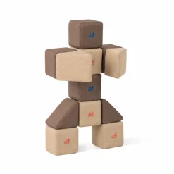 XXL Softbausteine, Jolly Heap Pixi, magnetisch, groß, aus Schaumstoff, hellbraun/dunkelbraun, 12-teilig