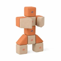 XXL Softbausteine, Jolly Heap Pixi, magnetisch, groß, aus Schaumstoff, hellbraun/orange, 12-teilig
