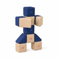 XXL Softbausteine, Jolly Heap Pixi, magnetisch, groß, aus Schaumstoff, hellbraun/blau, 12-teilig