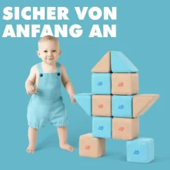 XXL Softbausteine, Jolly Heap Pixi, magnetisch, groß, aus Schaumstoff, hellgrau/orange, 12-teilig