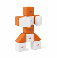 XXL Softbausteine, Jolly Heap Pixi, magnetisch, groß, aus Schaumstoff, hellgrau/orange, 12-teilig