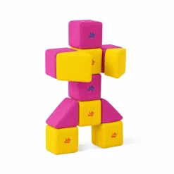 XXL Softbausteine, Jolly Heap Pixi, magnetisch, groß, aus Schaumstoff, gelb/violett, 12-teilig