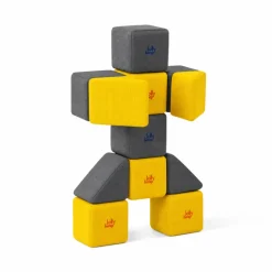 XXL Softbausteine, Jolly Heap Pixi, magnetisch, groß, aus Schaumstoff, gelb/dunkelgrau, 12-teilig