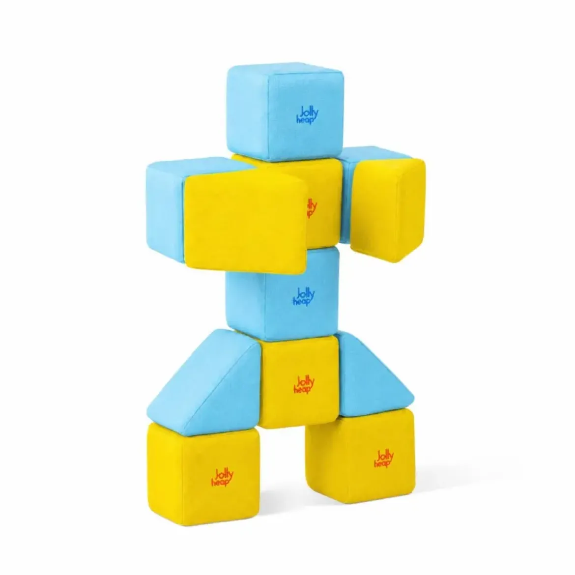 XXL Softbausteine, Jolly Heap Pixi, magnetisch, groß, aus Schaumstoff, gelb/türkis, 12-teilig