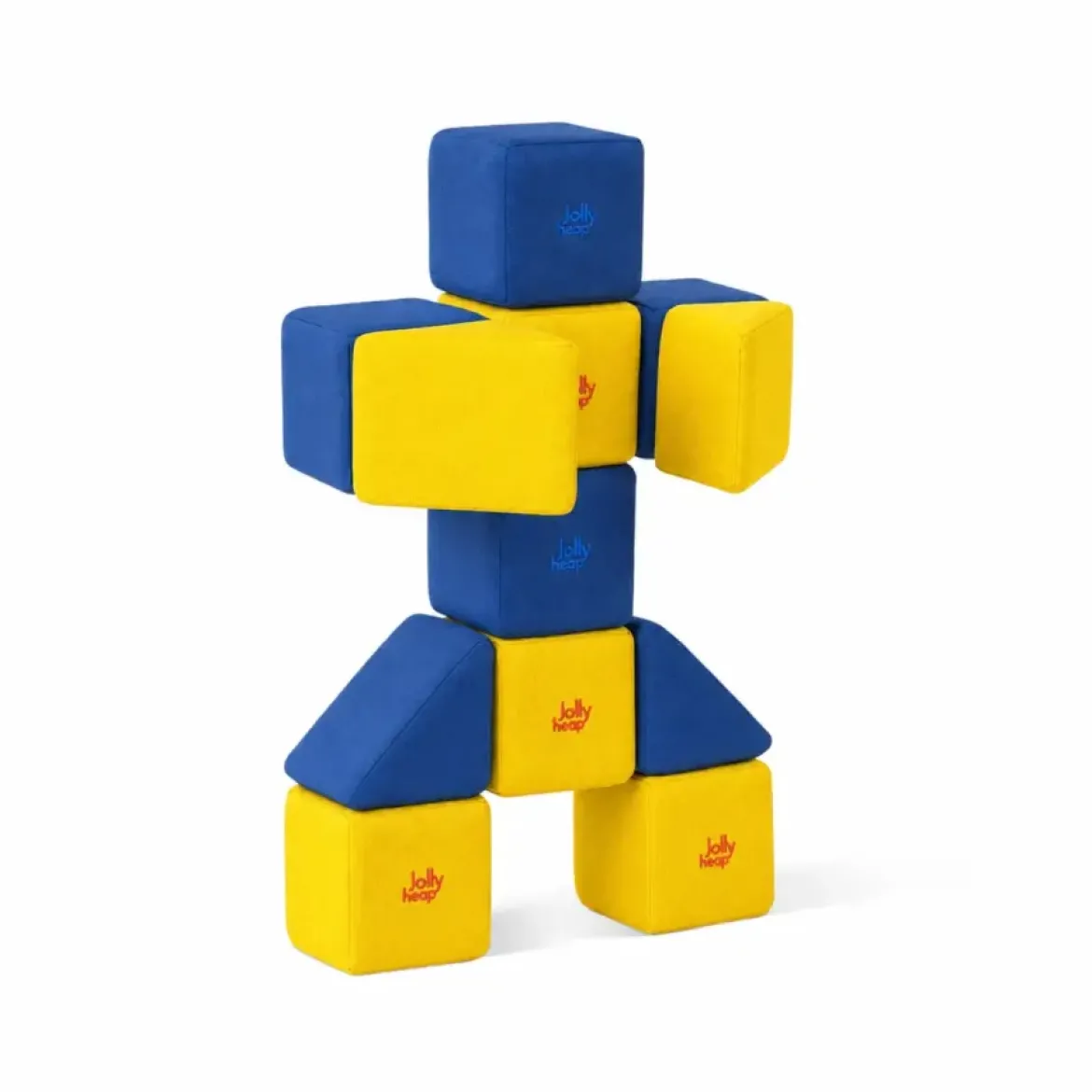 XXL Softbausteine, Jolly Heap Pixi, magnetisch, groß, aus Schaumstoff, gelb/blau, 12-teilig