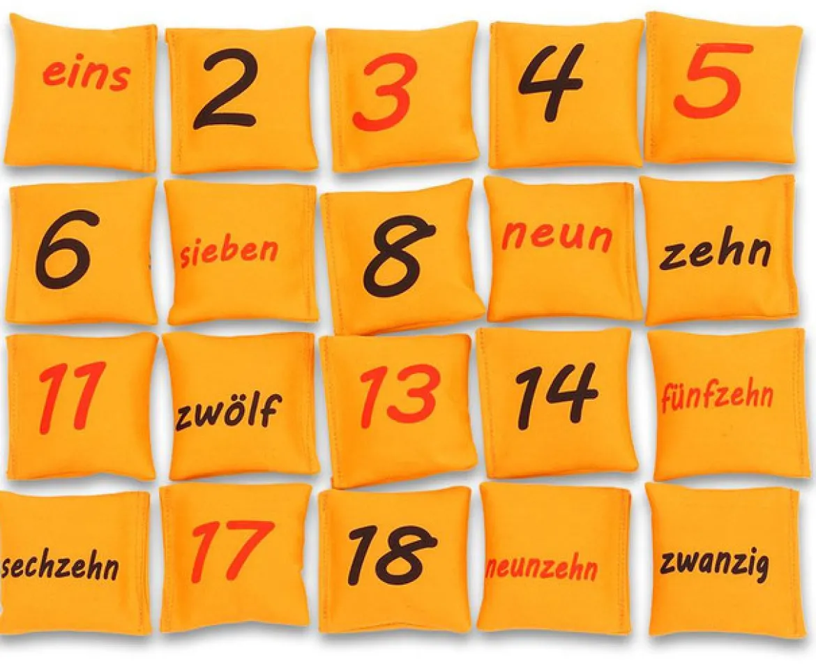 Zahlen auf Bohnensäckchen, ab 6 Jahre