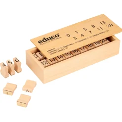 Zahlenstempel 0 - 20 in Holzbox mit Deckel