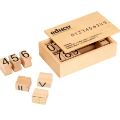 Zahlenstempel 0 - 9 in Holzbox mit Deckel
