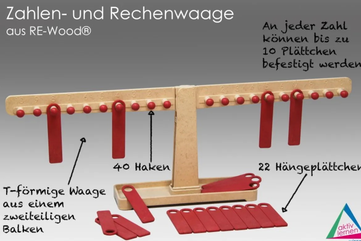 Zahlen- und Rechenwaage aus RE-Wood®, ab 6 Jahre