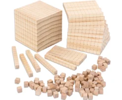 Zehnersystemsatz aus Holz: 100 Einer, 10 Zehner, 10 Hunderter, 1 Tausender, 6-10 Jahre