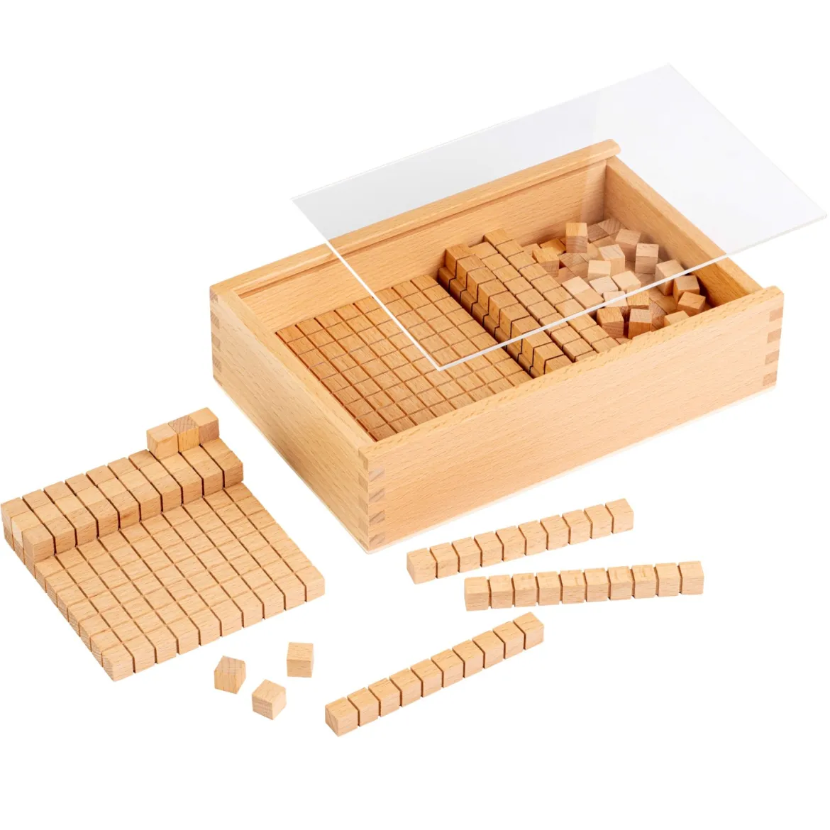 Zehnersystem Sortiment Dienes Material in Holzbox