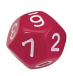 Ziffernwürfeln aus Kunststoff von 0-10, rot