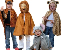 Zirkustiere, 4 Tierkostüme im Set, 3-8 Jahre