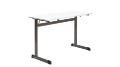 Zweier-Schülertisch, L-Fuß, Höhe 76 cm, Gestell/Tischplatte lichtgrau, 130x55 cm, ABS-Kante
